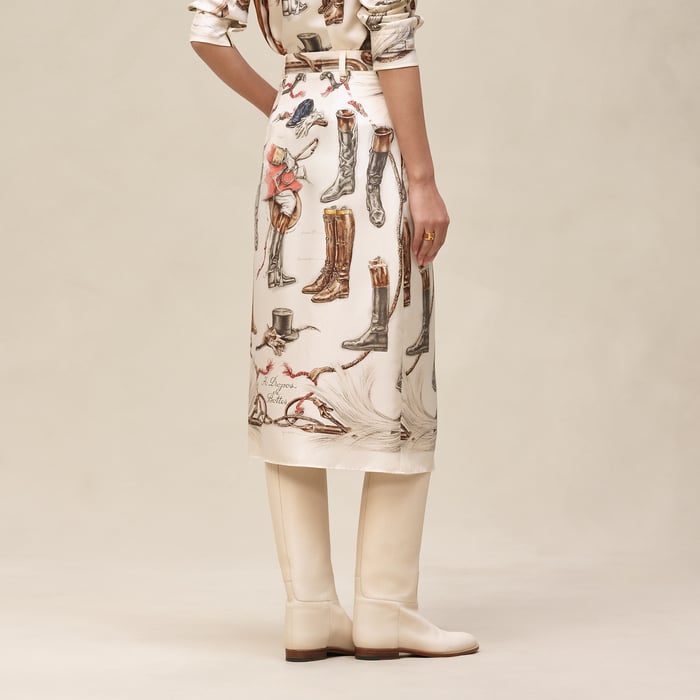 Beige Parchemin "A Propos De Bottes" Buttoned Skirt