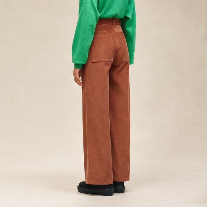 Marron Fauve High-waisted Straight Leg Pants