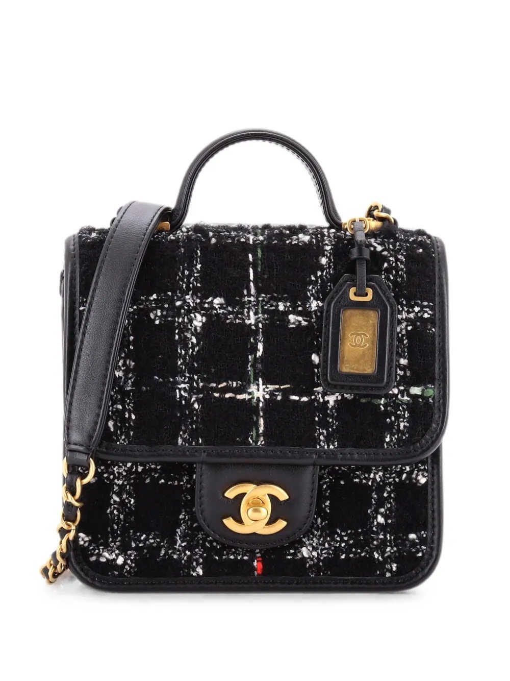 School Memory Top Handle Flap Bag Quilted Tweed Mini shoulder bag