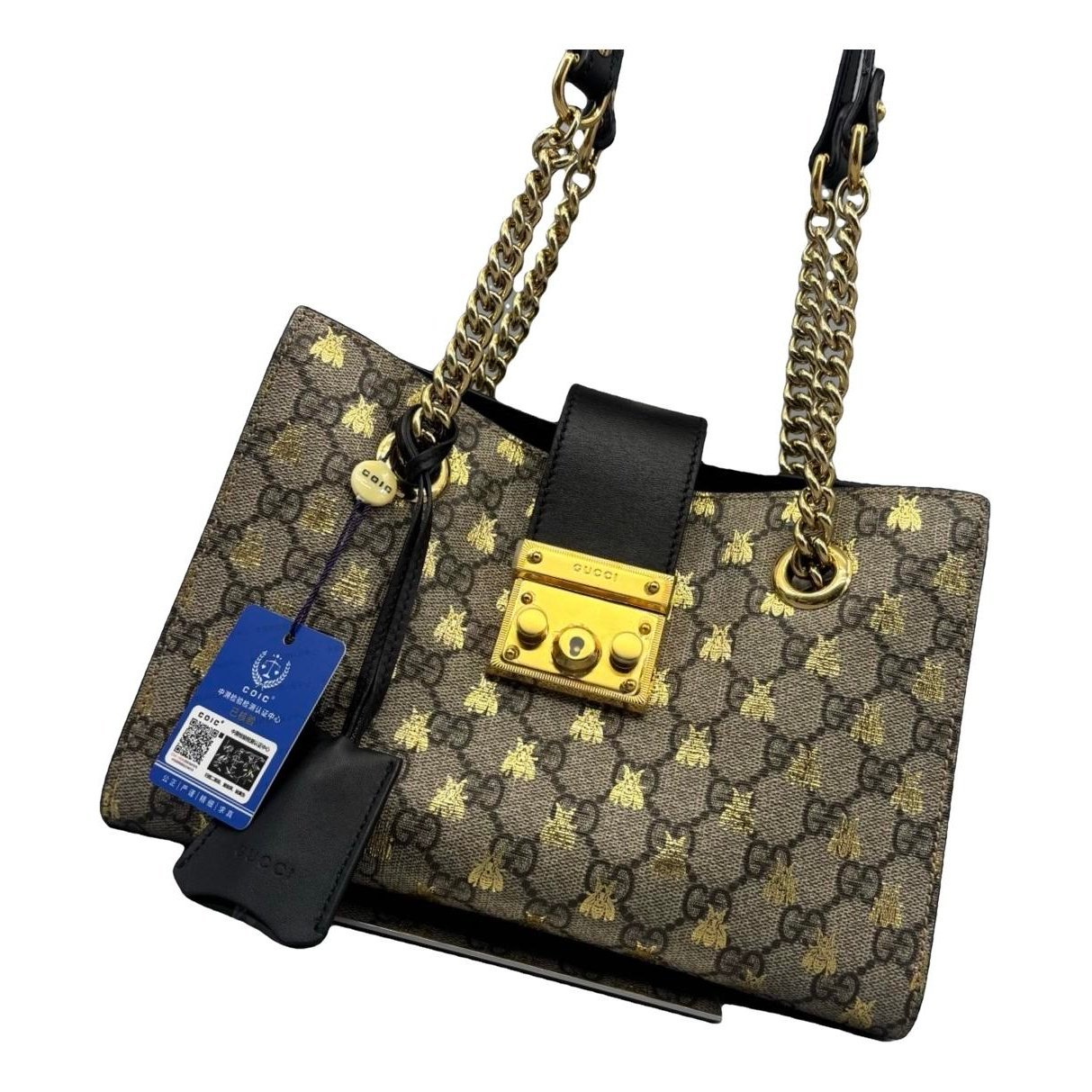 Padlock leather handbag