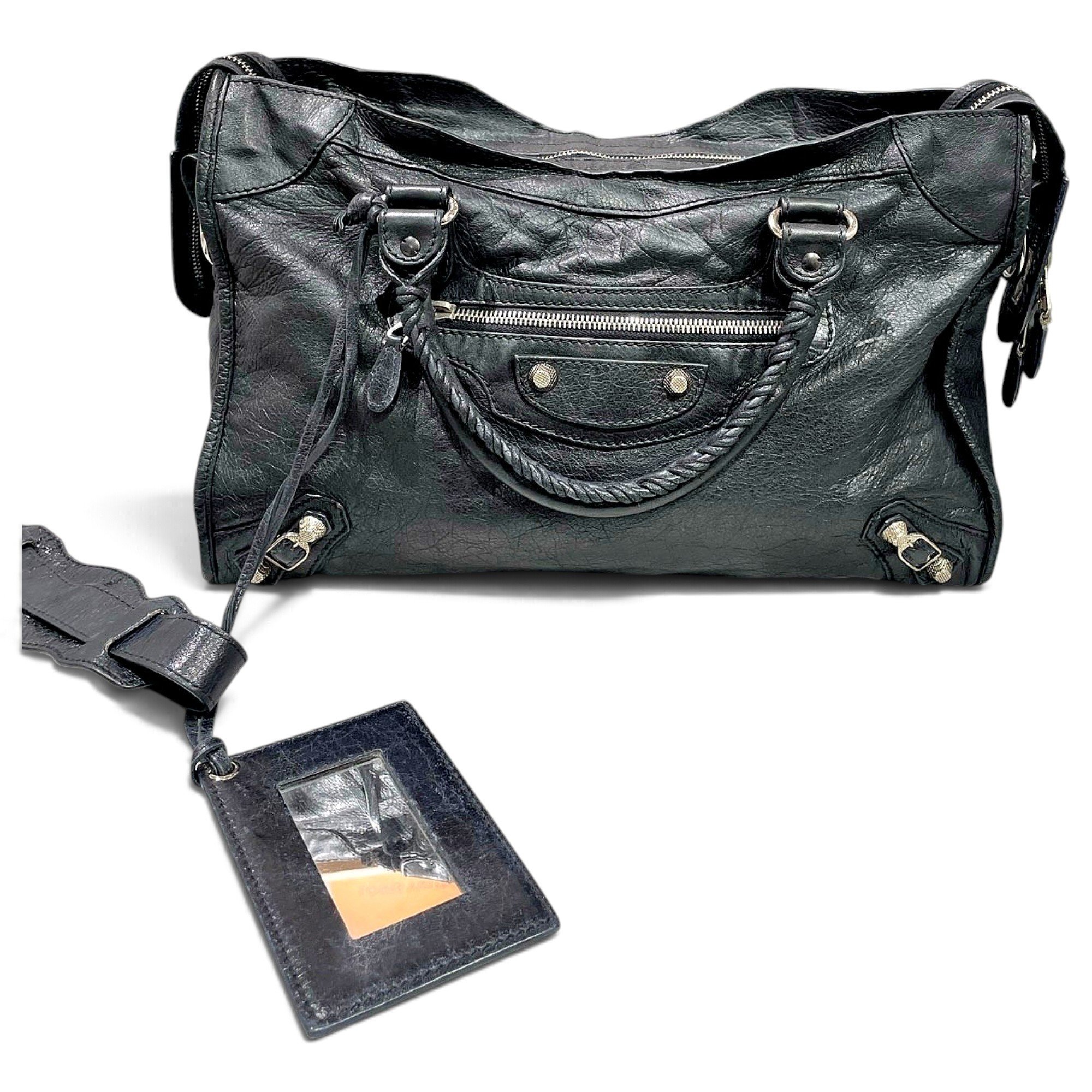City leather handbag
