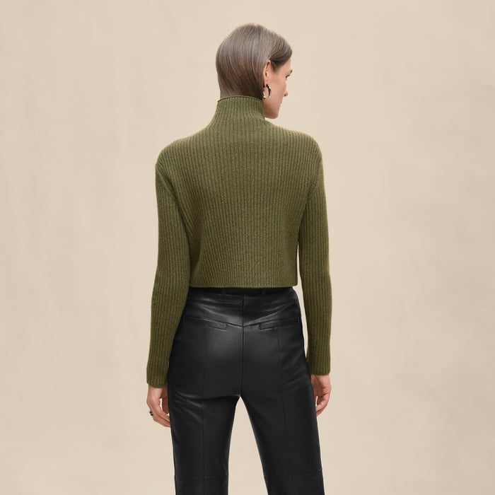 Kaki Long-sleeve Cropped Sweater