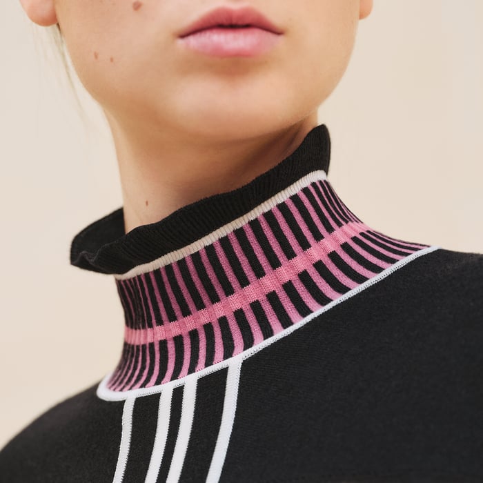 Noir Jersey De Manga Larga Twillaine Estampado "Lettres Equestres"