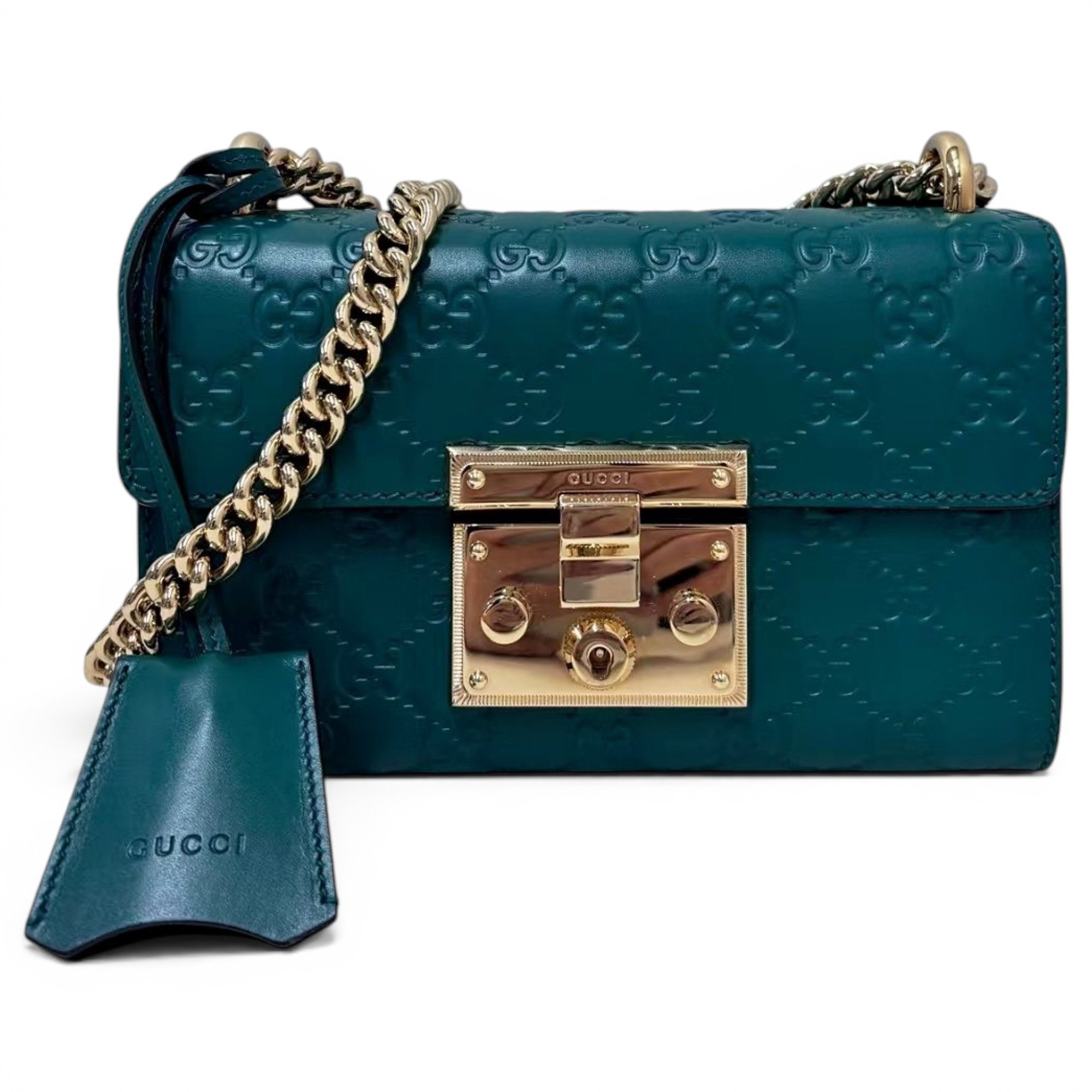 Padlock leather handbag