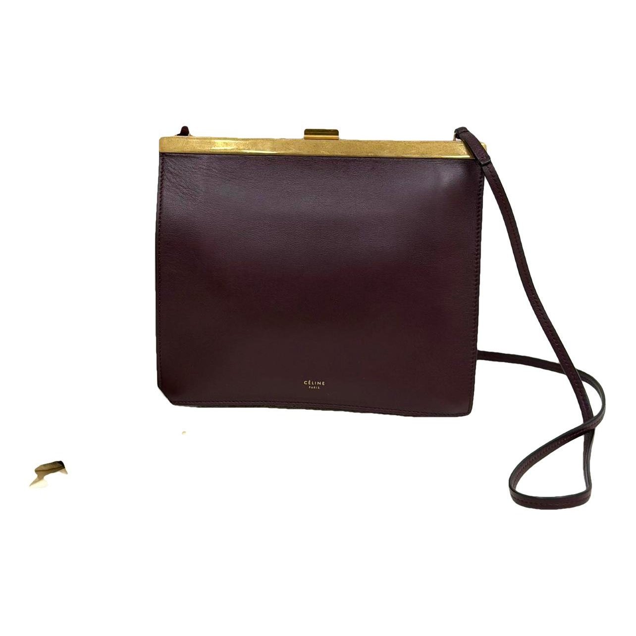 Clasp leather handbag