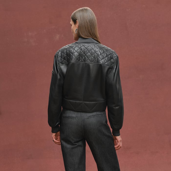 Gris Ardoise Short Bomber Jacket