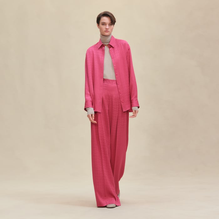 Rose Framboise "Mosaique" Ascot Collar Shirt