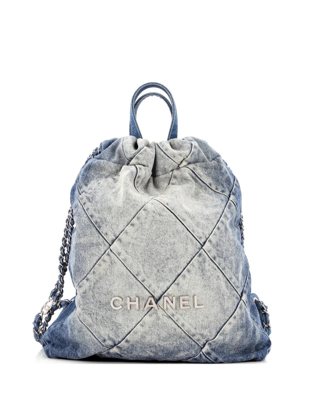 22 Chain Quilted Denim Medium backpack