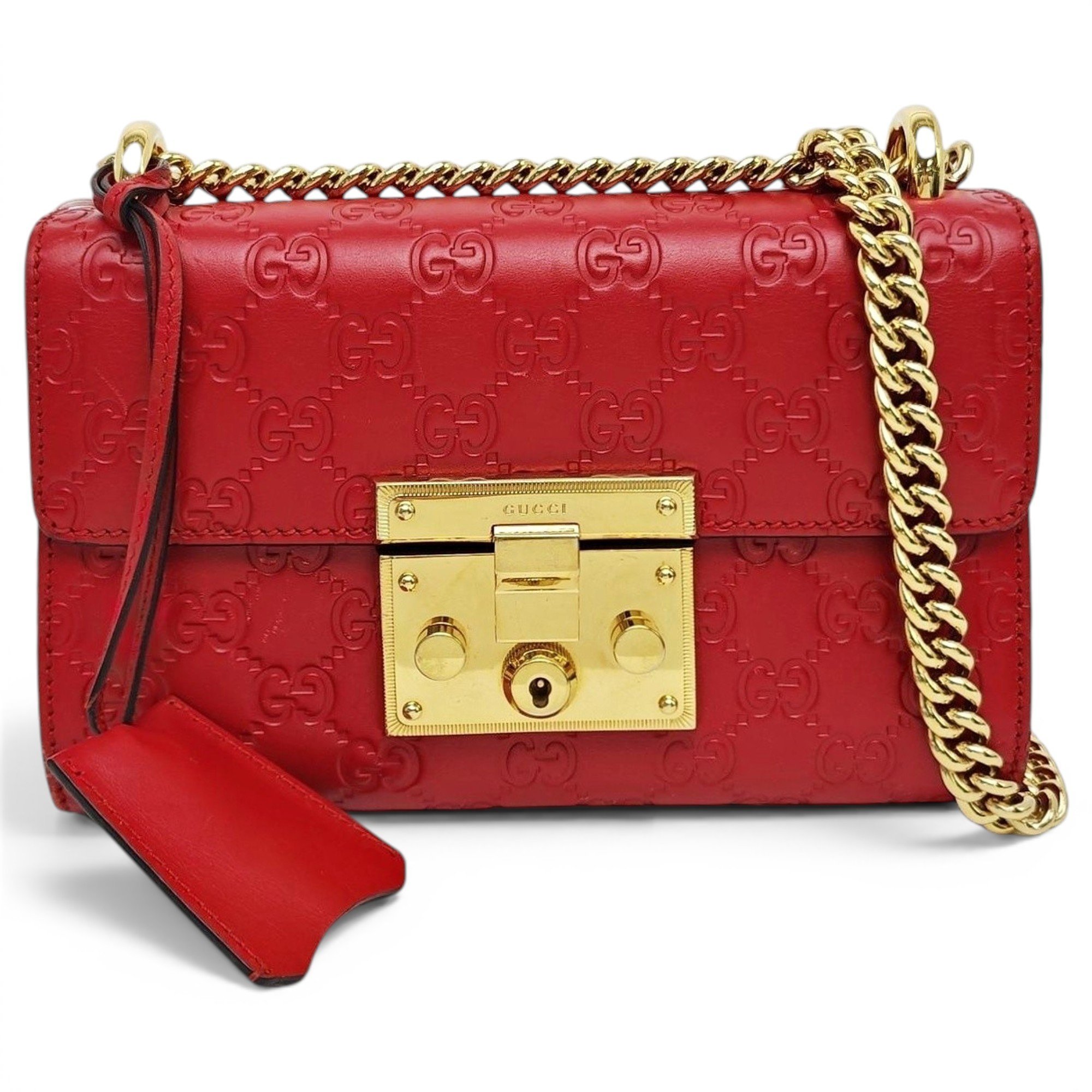 Padlock leather handbag