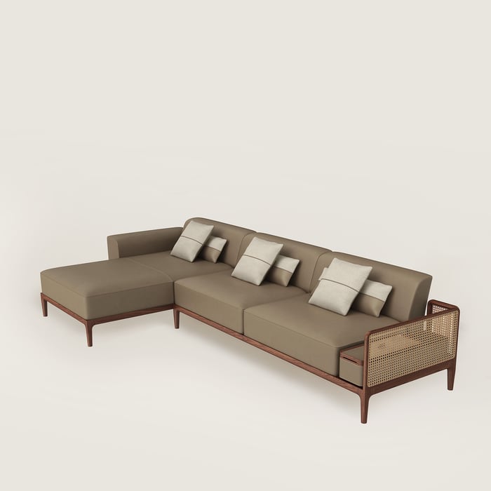 Étoupe Sofa Sellier 2-seater With Chaise Lounge