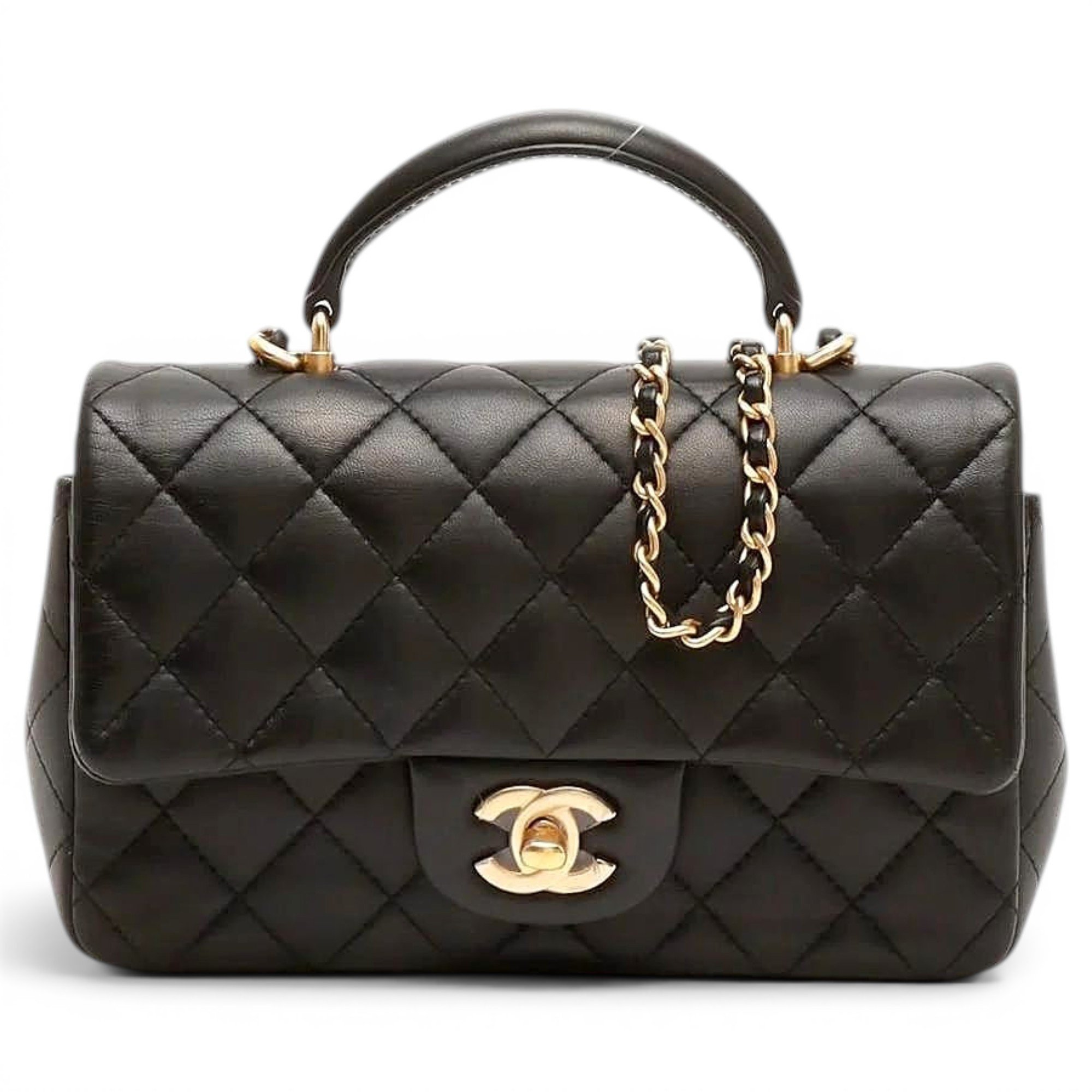 Trendy CC Top Handle leather handbag