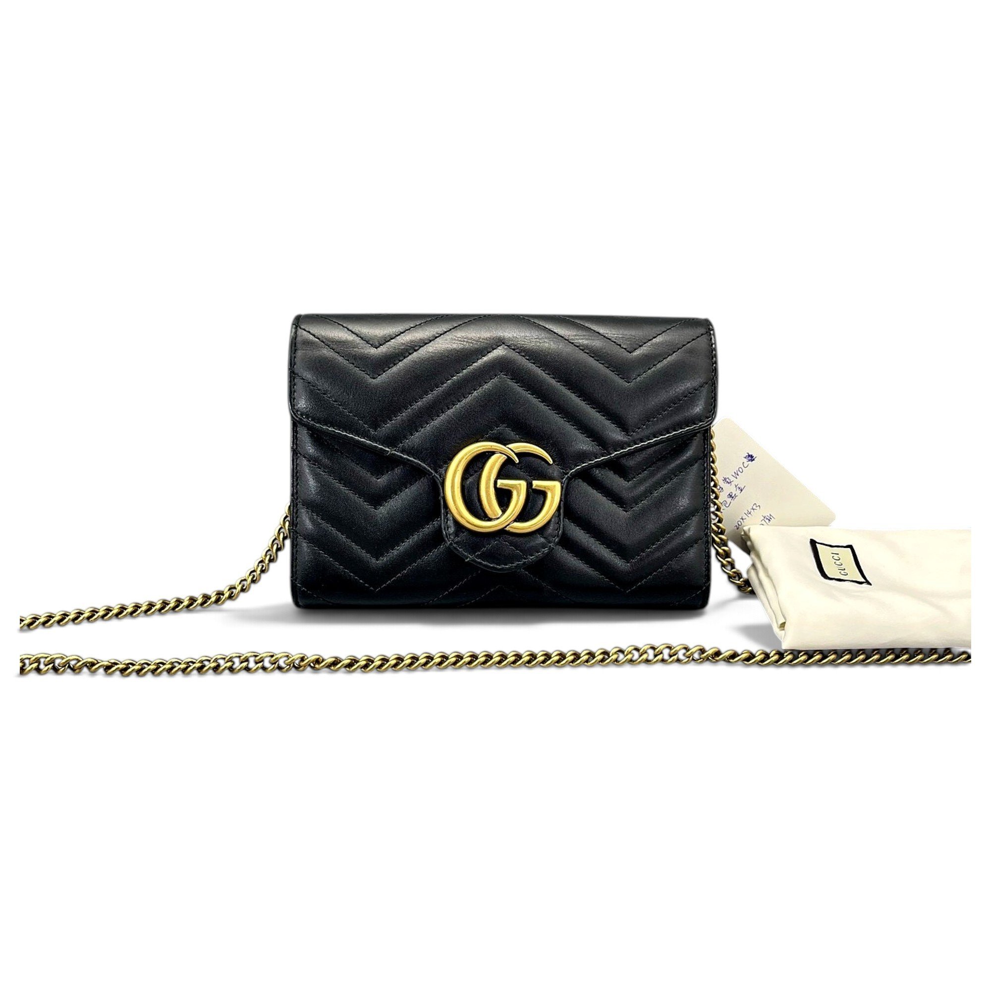 Pearly GG Marmont Chain Wallet leather crossbody bag