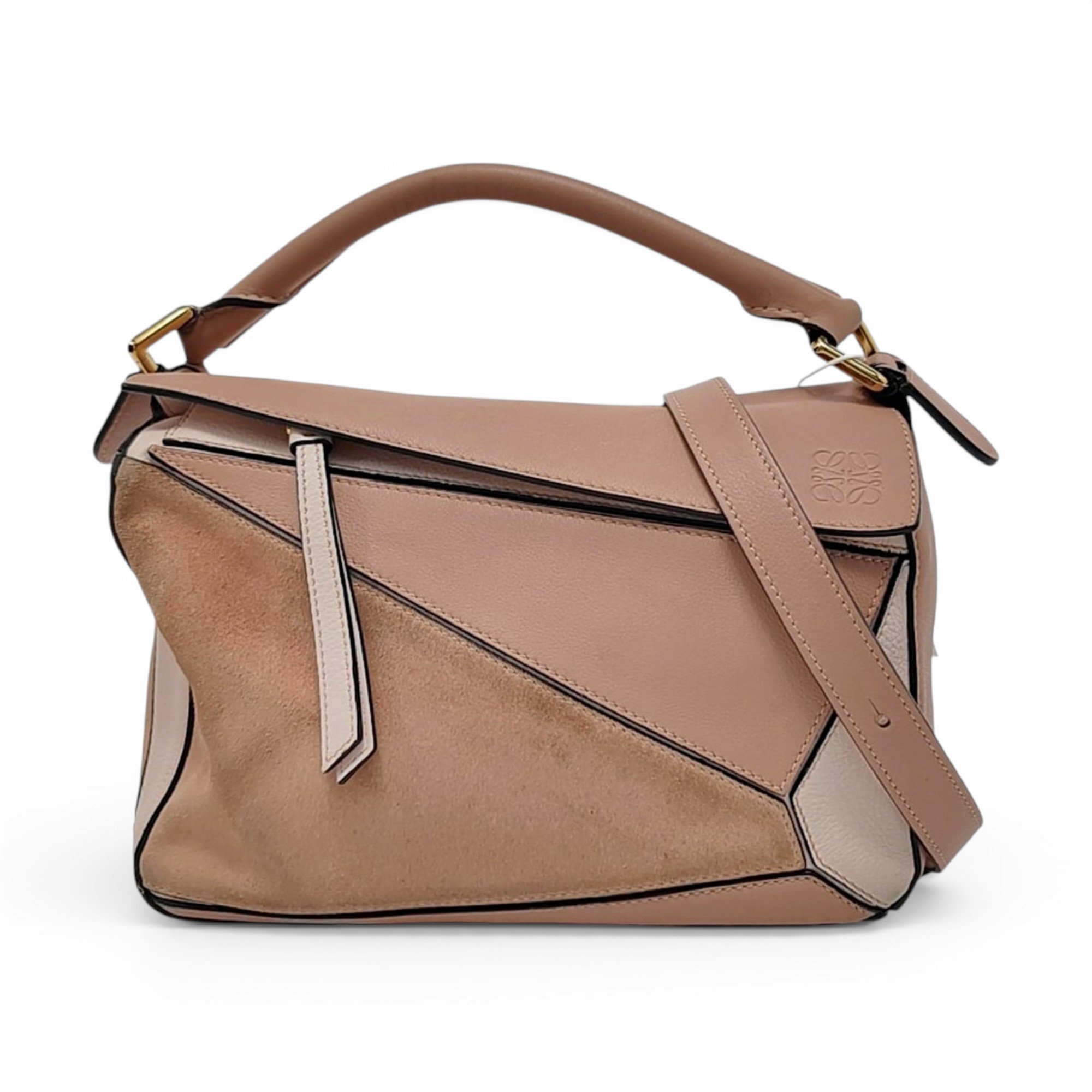 Puzzle leather handbag