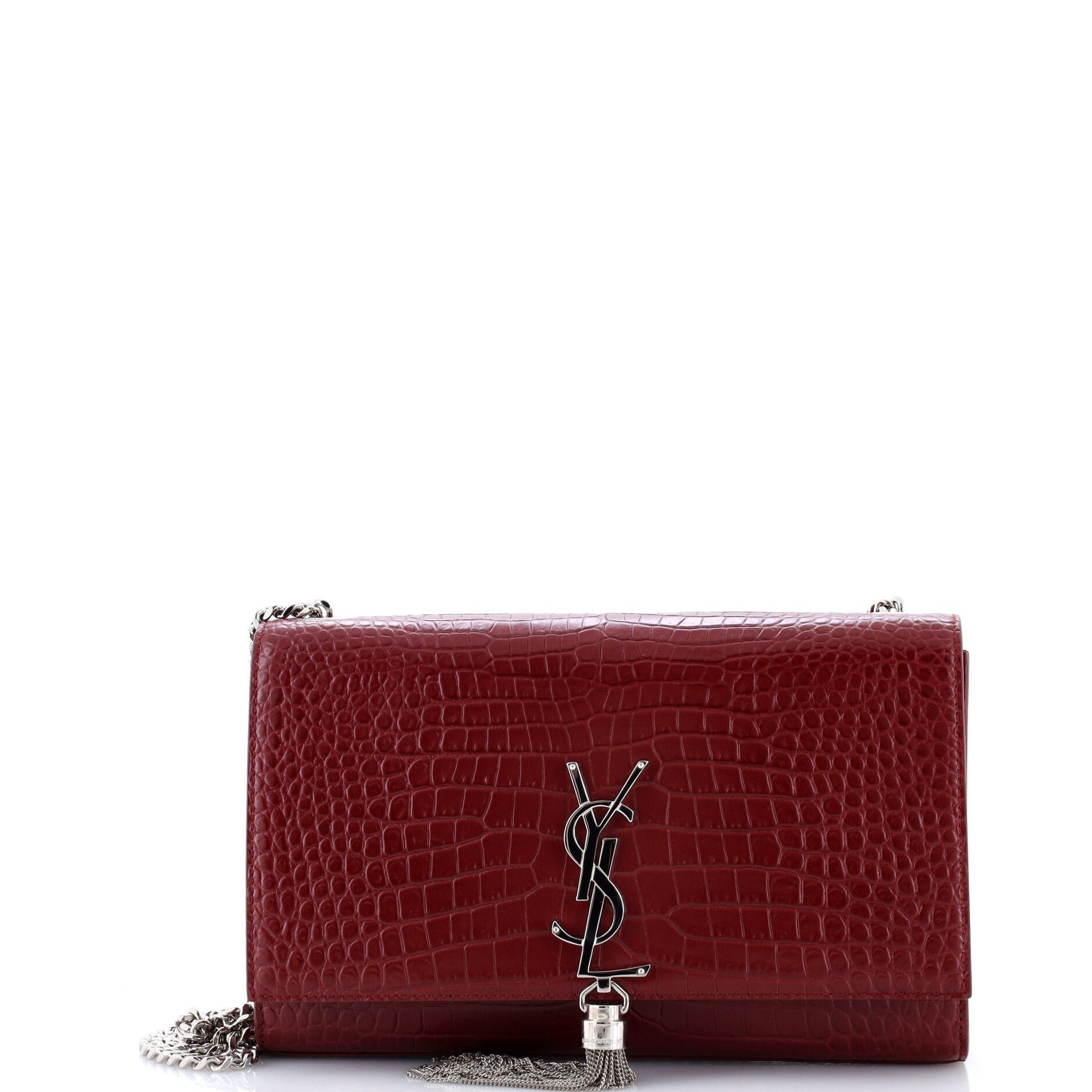 Classic Monogram Tassel Crossbody Bag Crocodile Embossed Leather Medium