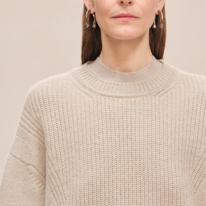 Beige Naturel Cashmere Long-sleeve Sweater