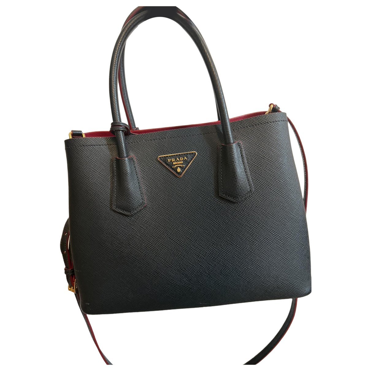 Double leather handbag