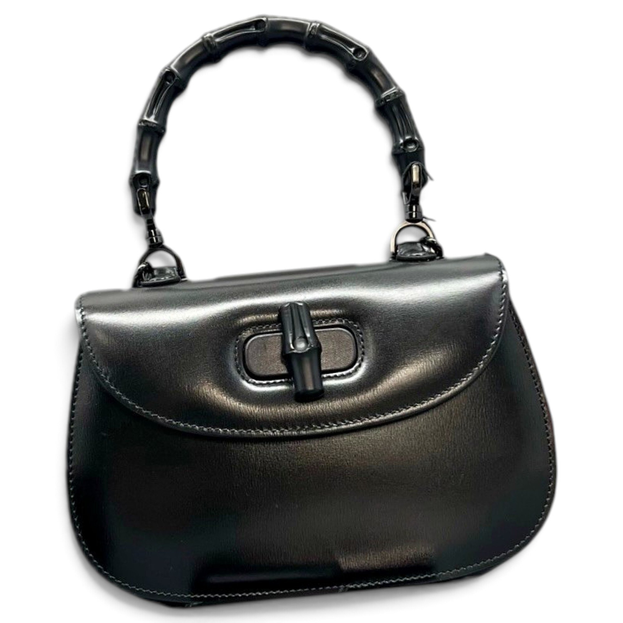 Convertible Bamboo Top Handle leather handbag