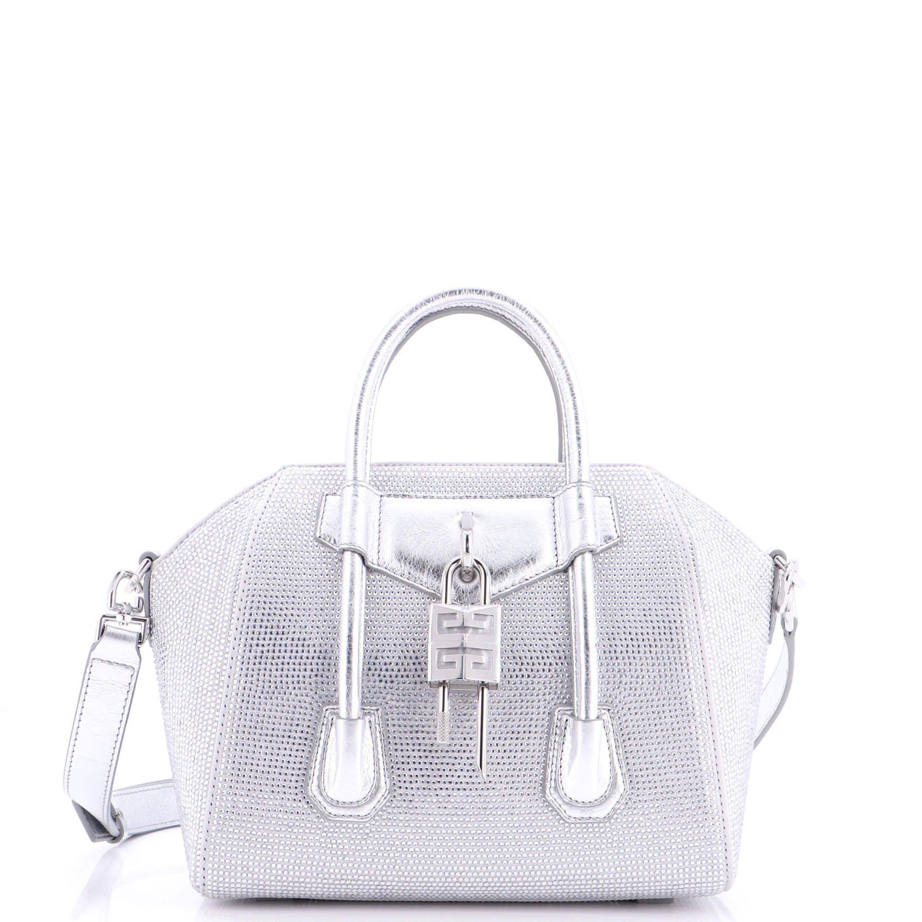 Antigona Lock Bag Crystal Embellished Satin Mini