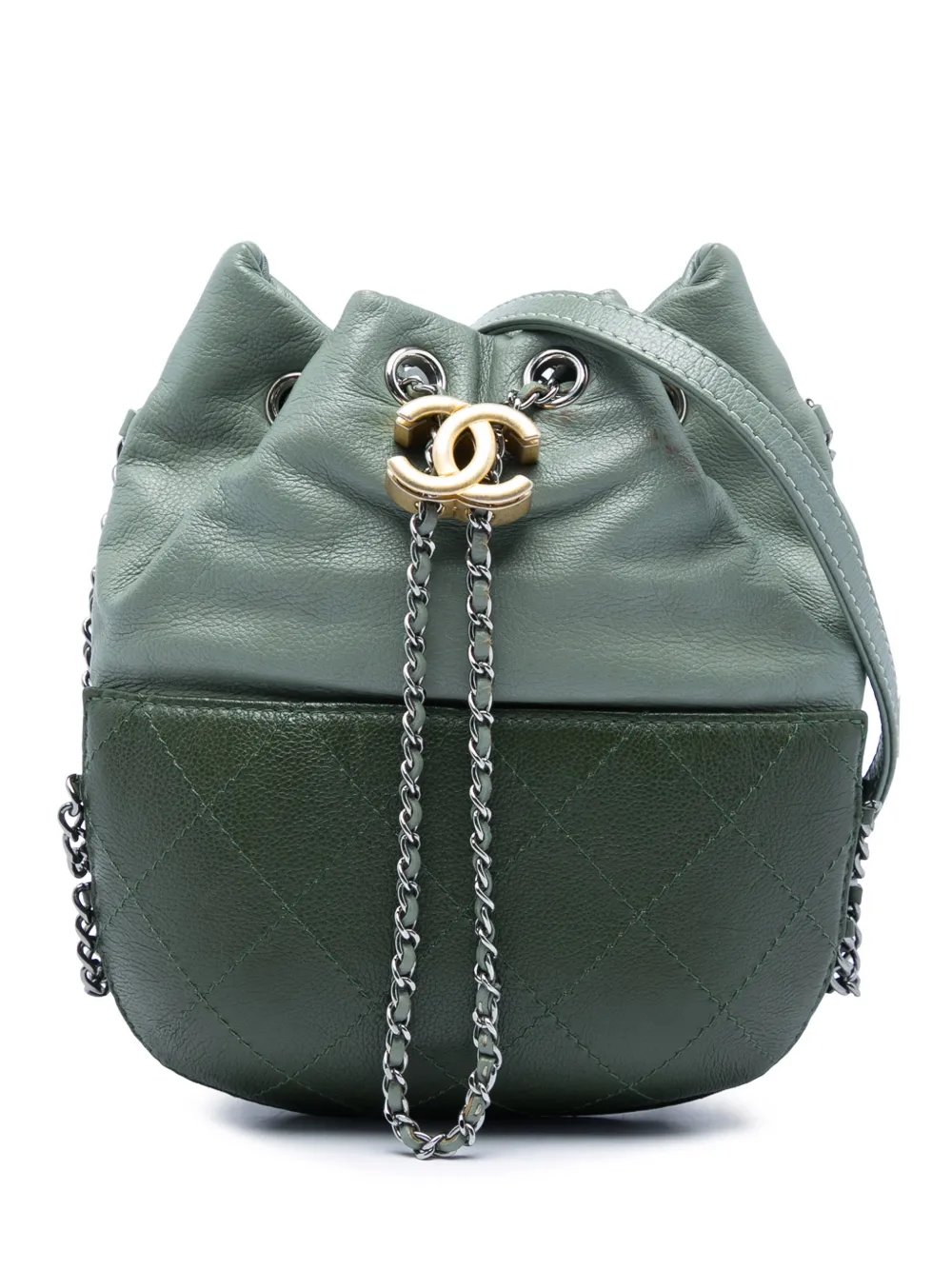 2018 Small Bicolor Quilted Calfskin Gabrielle bucket bag