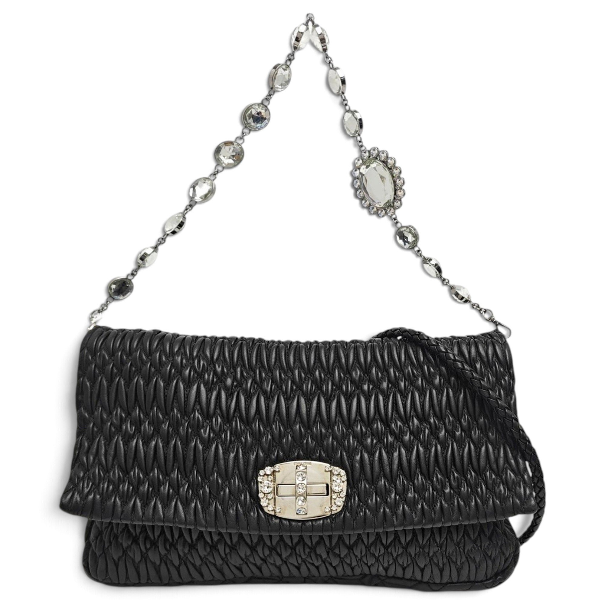 Miu Crystal leather handbag
