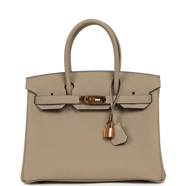 Pre-owned Hermes Birkin 30 Gris Asphalt Togo Rose Gold Hardware