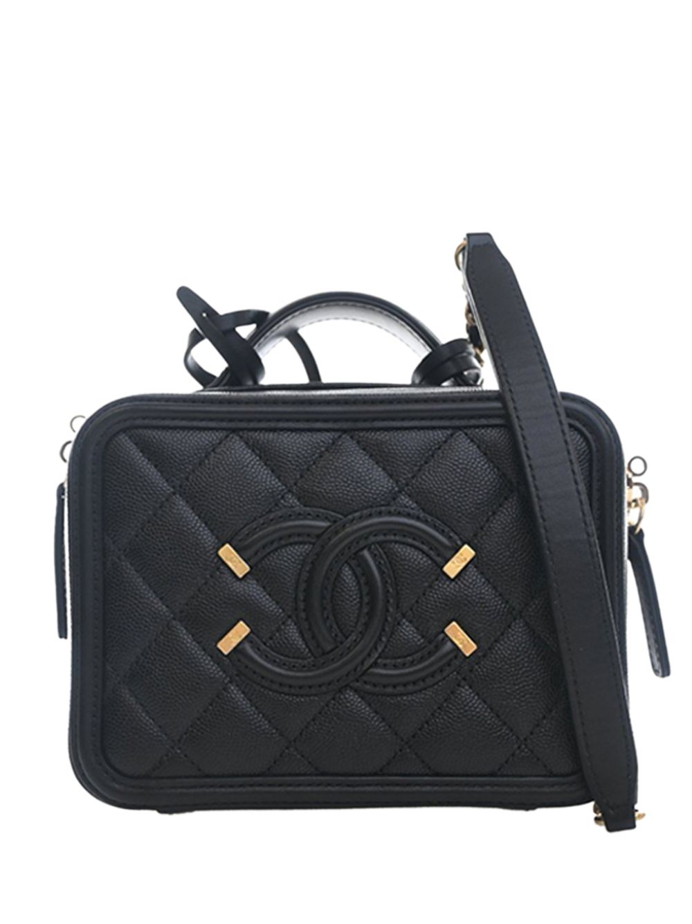 2018-2019 Small Caviar CC Filigree Vanity Case satchel