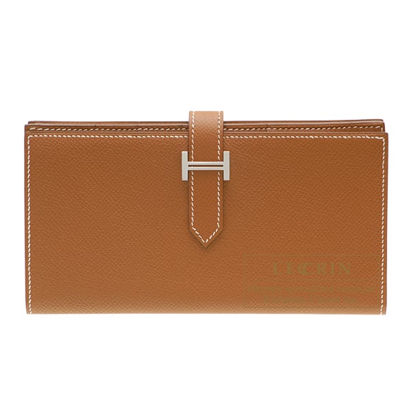 Hermes Bearn Soufflet Gold Epsom leather Silver hardware
