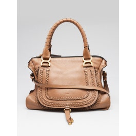 Chloe Chloe Beige Pebbled Leather Medium Braided Marcie Satchel Bag