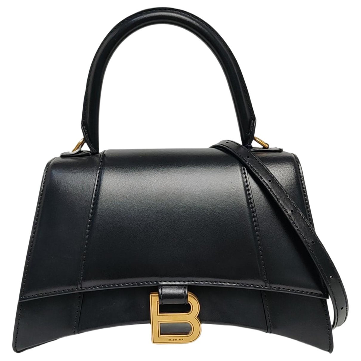 Hourglass leather handbag