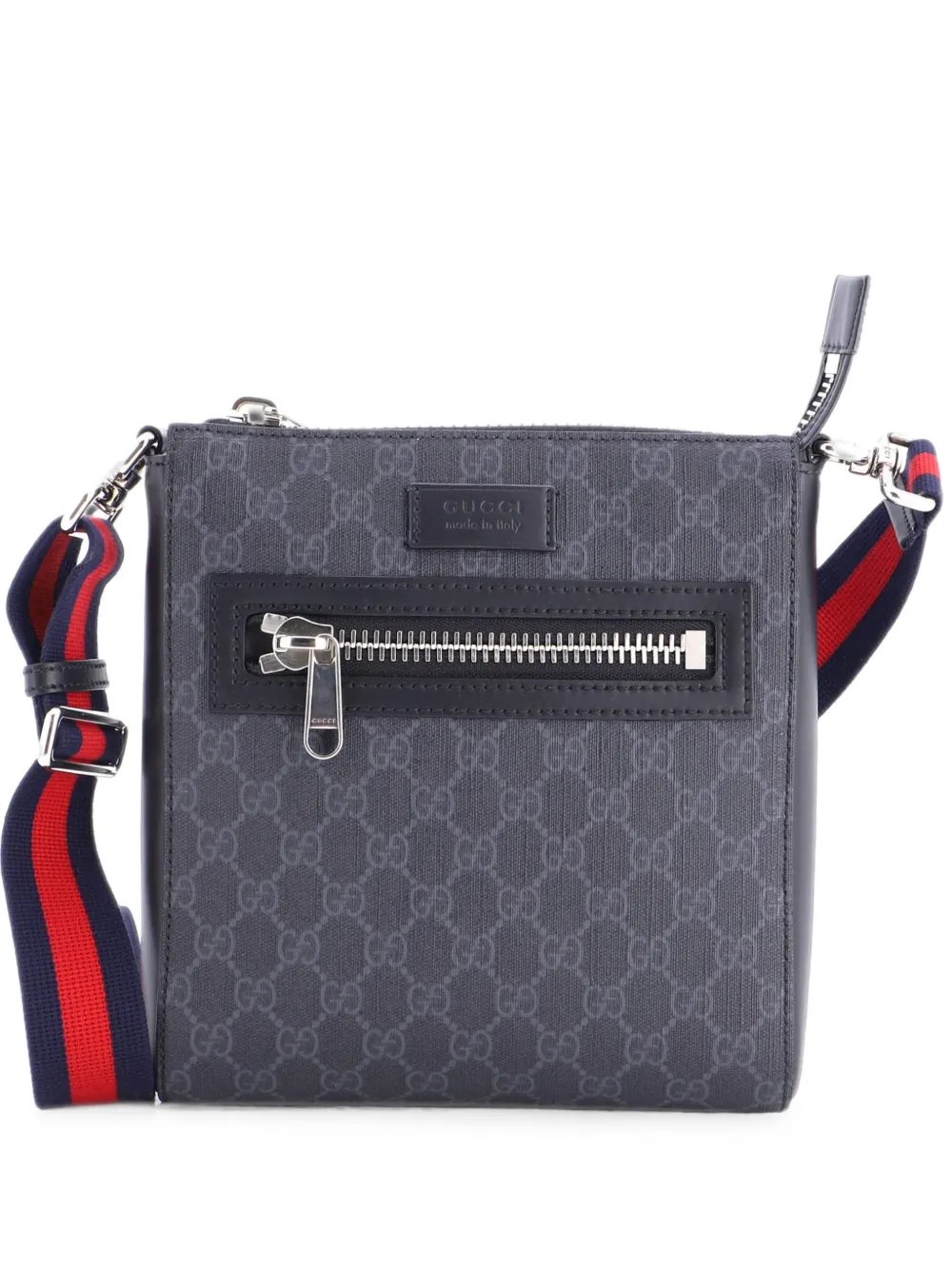 Web Strap Front Zip Messenger Bag GG Coated Canvas Small crossbody bag