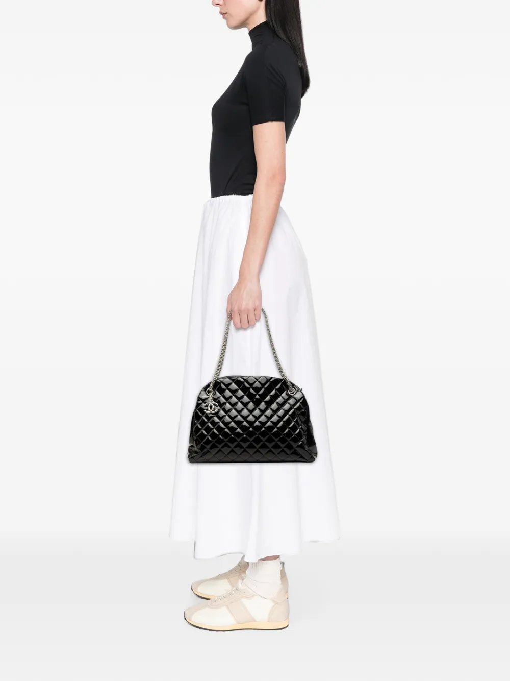 2011 Large Quilted Patent Just Mademoiselle Bowling Bag shoulder bag