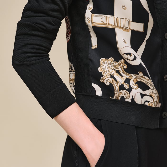 Noir "Ferronnerie Remix" Long-sleeve Twillaine Cardigan