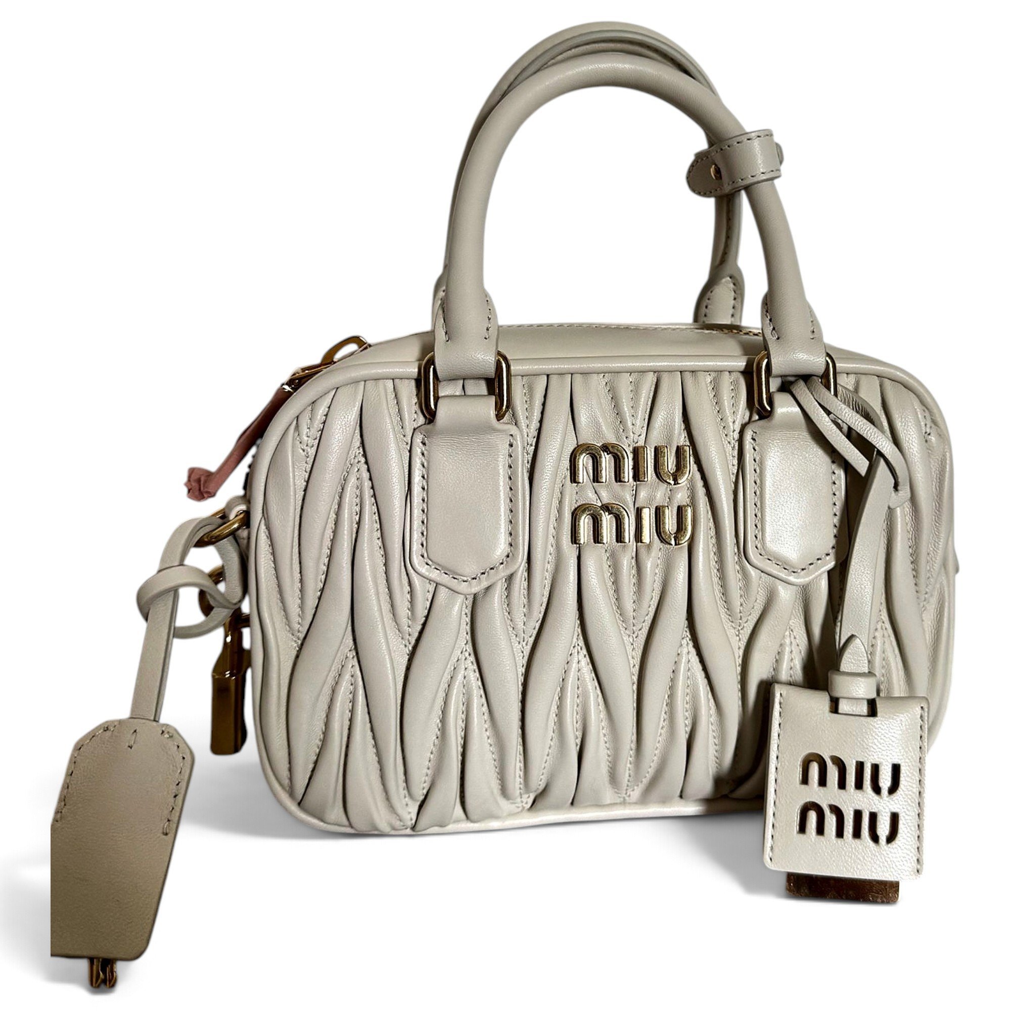 Matelassé leather bowling bag