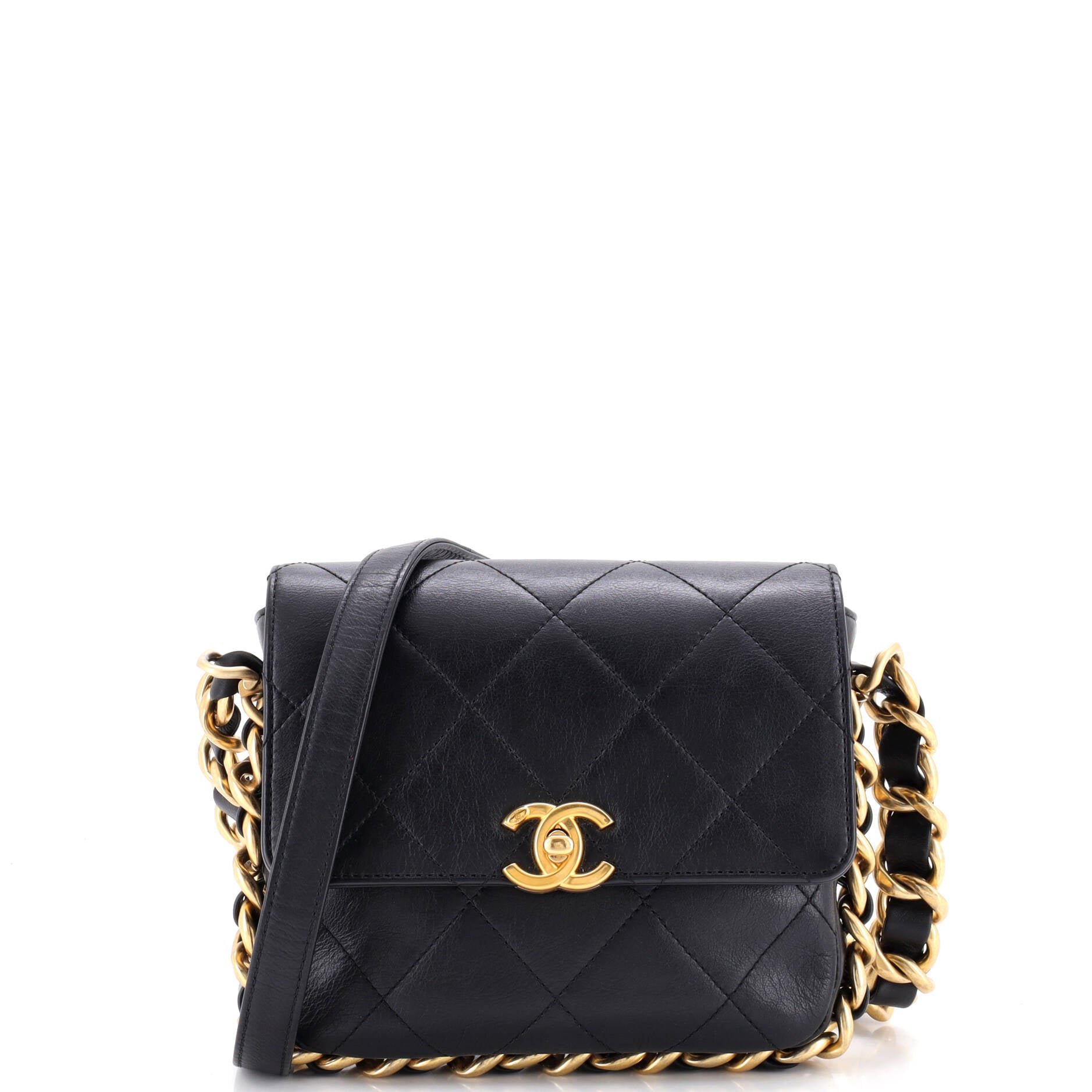 Framing Chain Flap Bag Quilted Calfskin Small