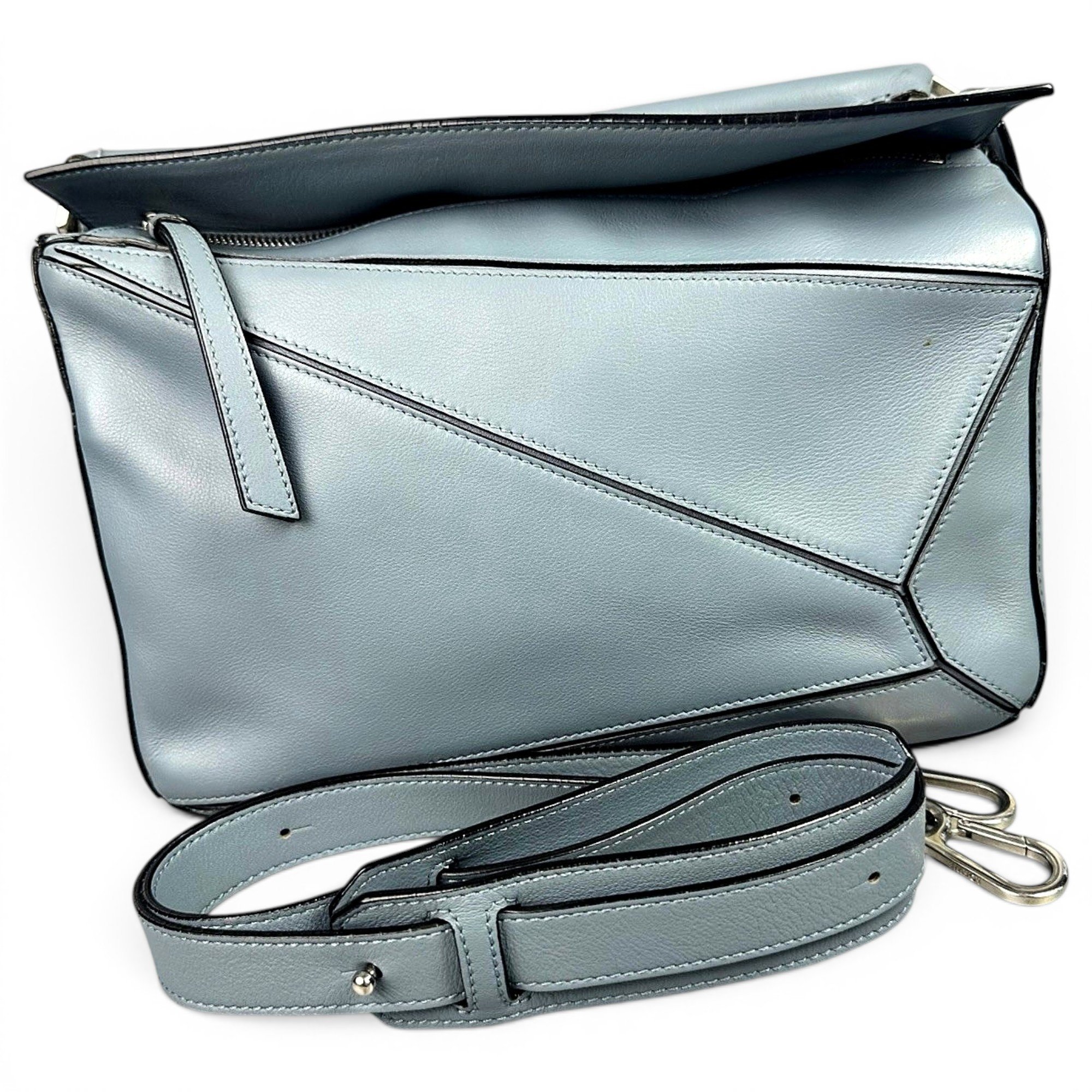 Puzzle leather handbag