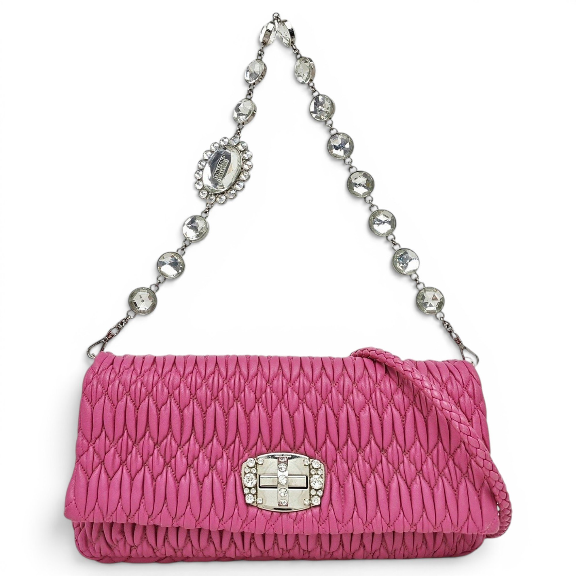 Miu Crystal leather handbag
