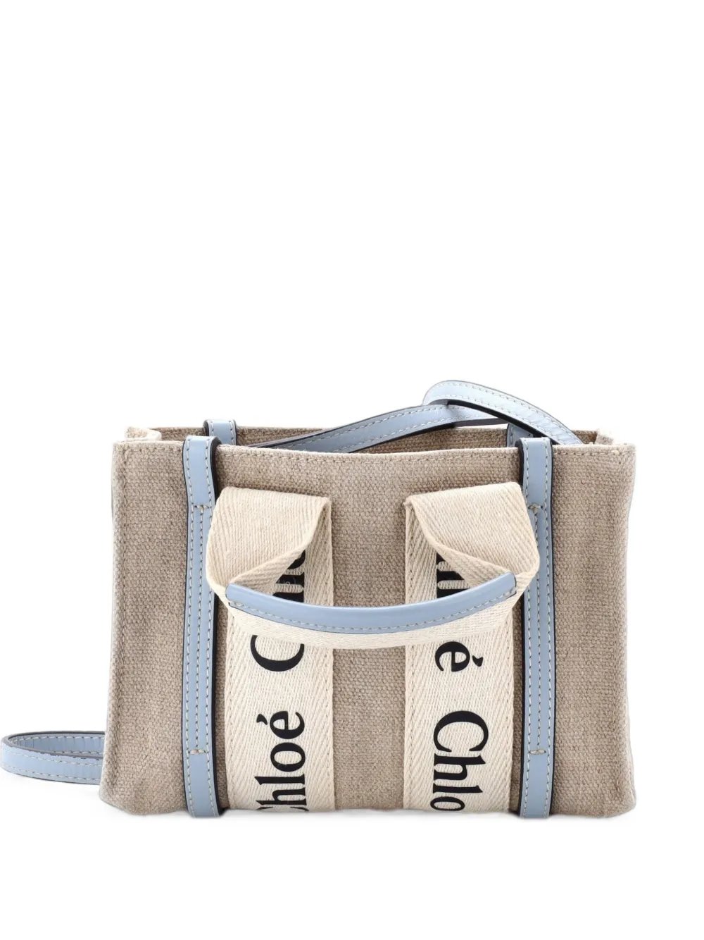 Chloe Woody Convertible Canvas with Leather Mini tote bag