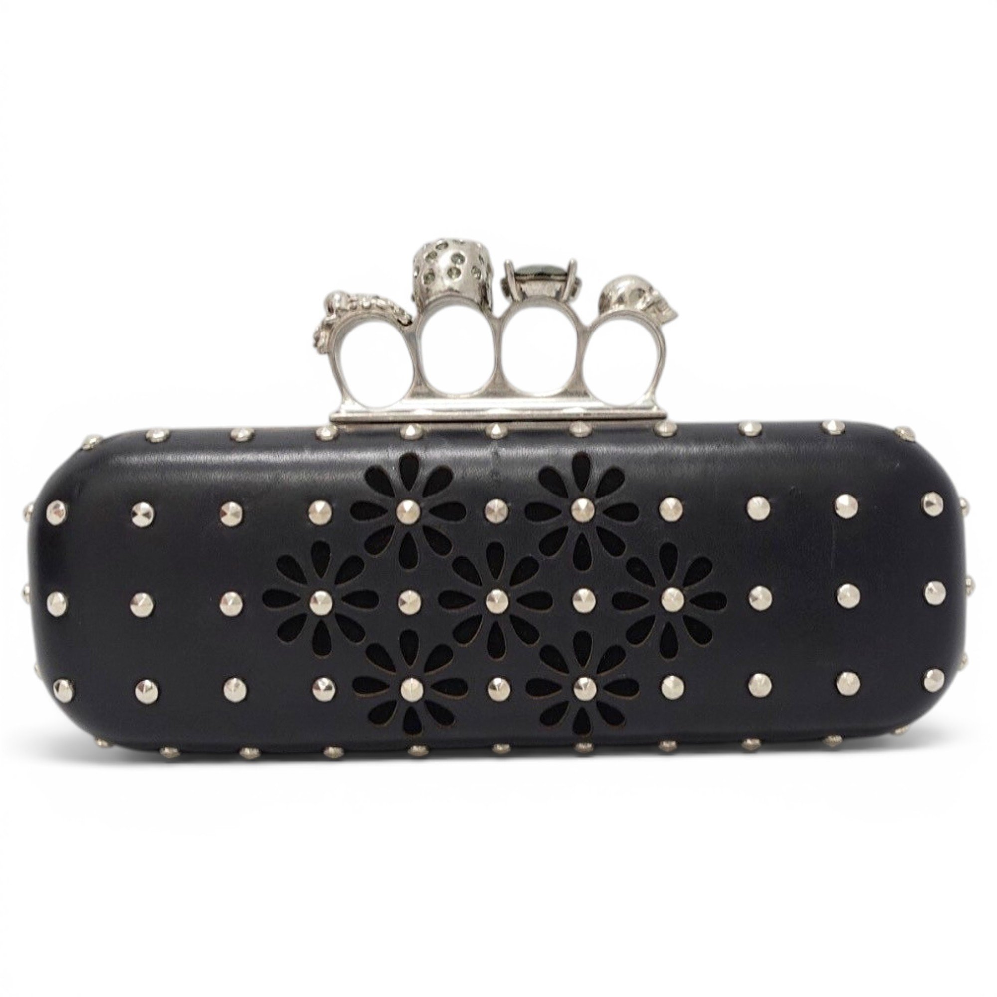Knuckle leather clutch bag