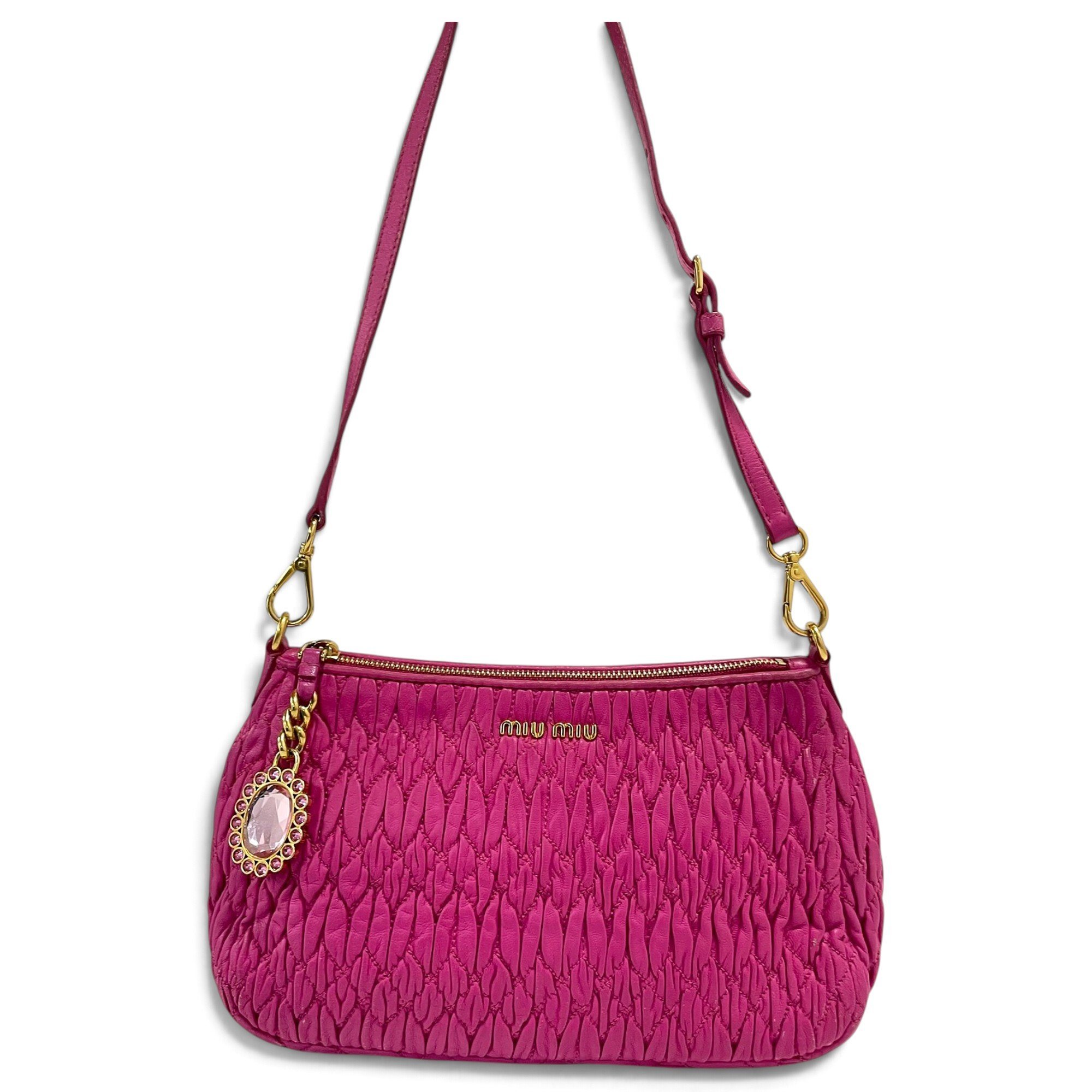 Miu Crystal leather handbag