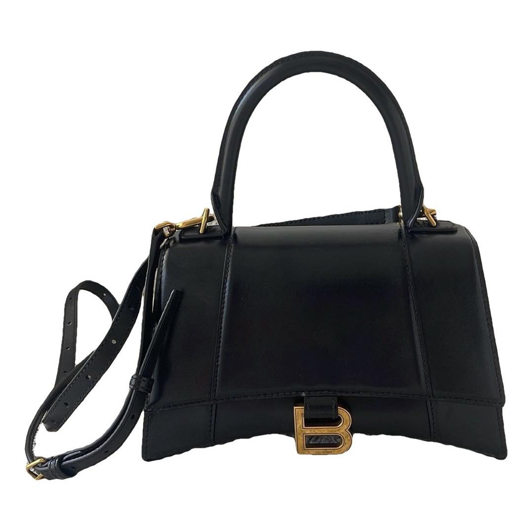 Hourglass leather handbag