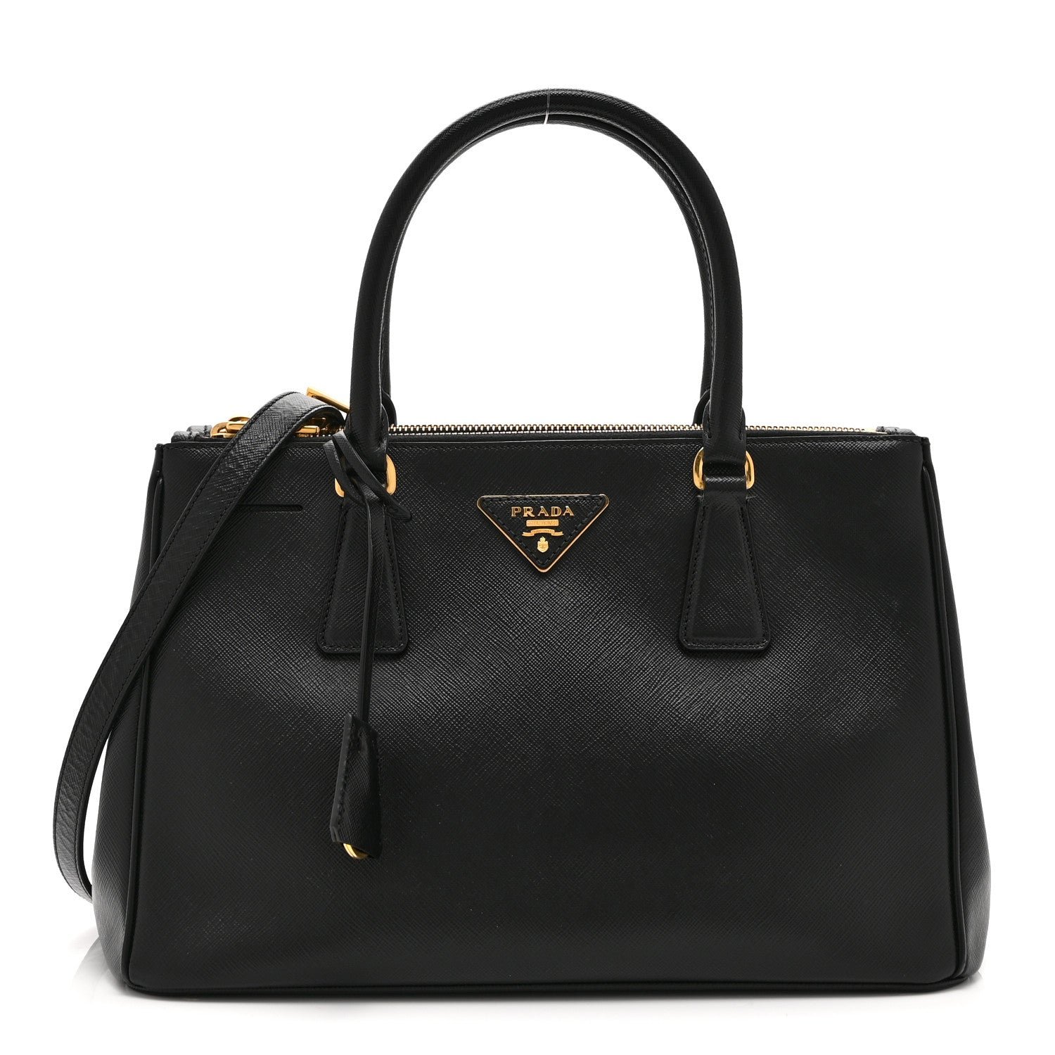 Prada Saffiano Small Galleria Double Zip Tote Black