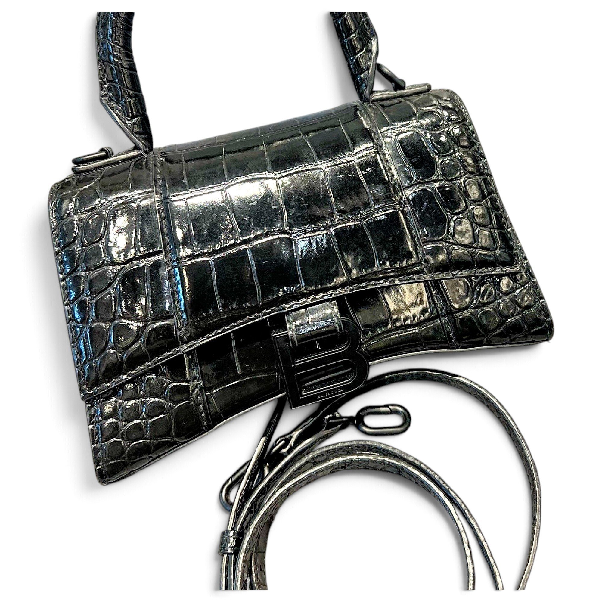 Hourglass leather handbag