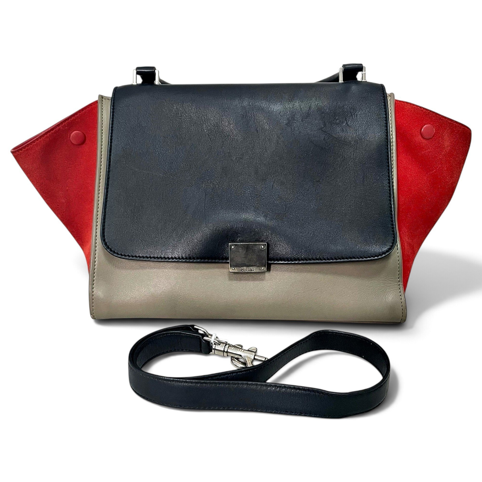 Trapèze leather handbag