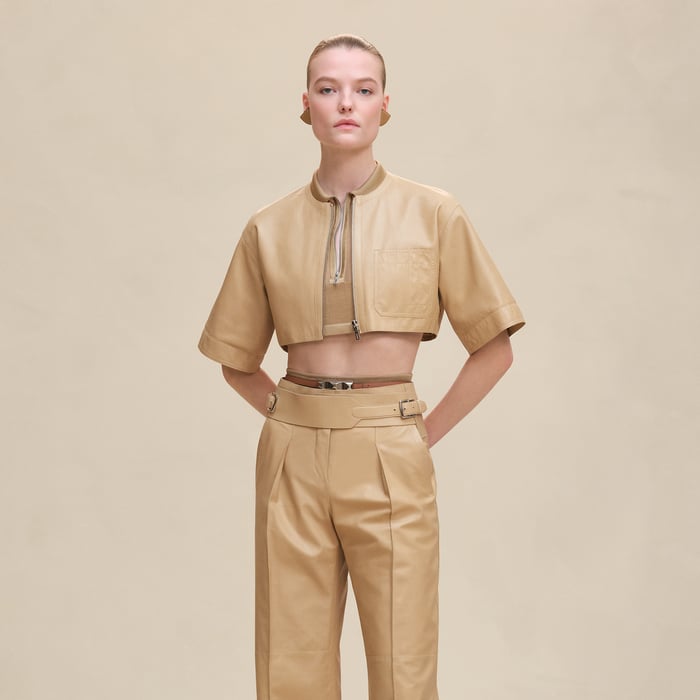 Beige Kraft Zipped Top