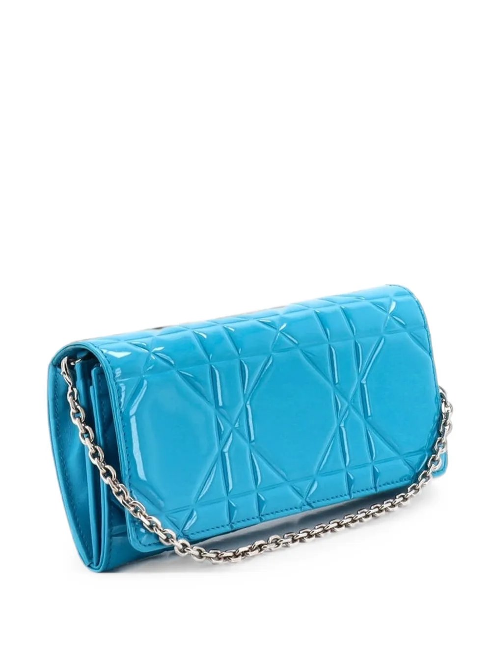 Lady Dior Rendez Vous Short Chain Wallet Cannage Embossed Patent clutch bag