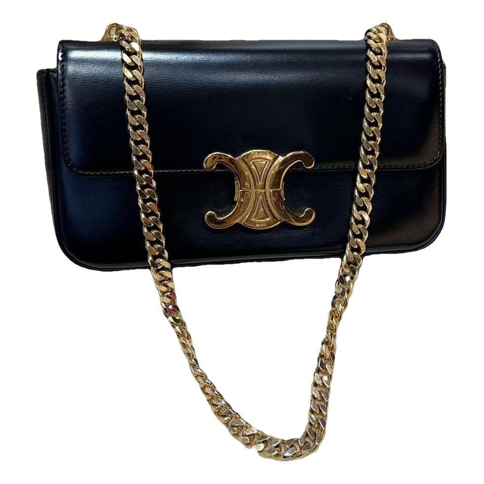 Triomphe chain leather handbag