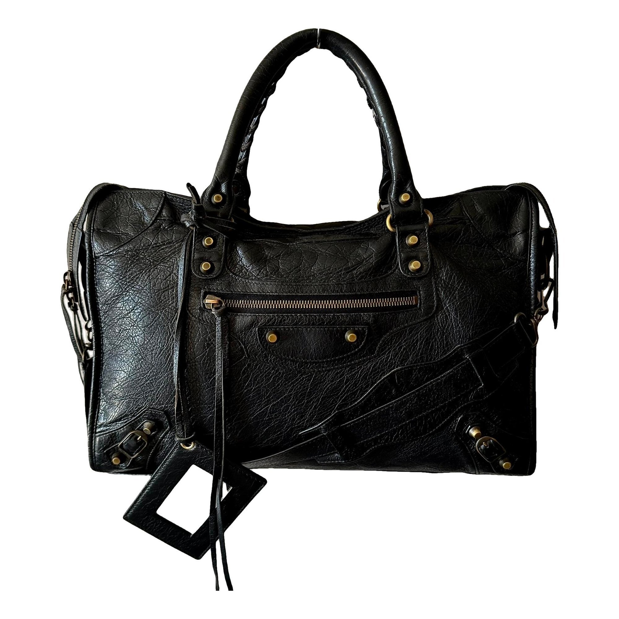 City leather handbag