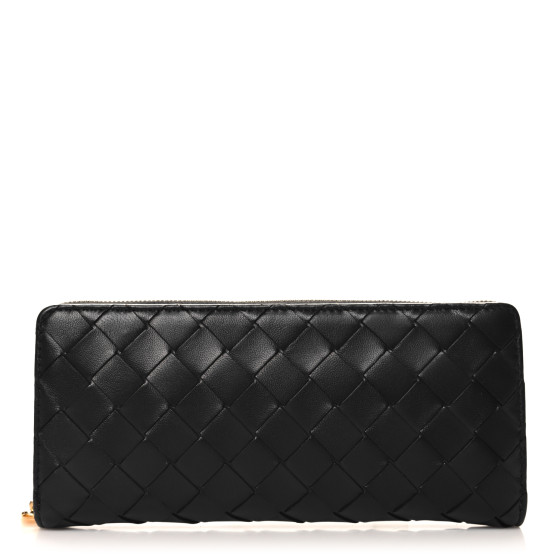 Bottega Veneta Nappa Intrecciato Zip Around Wallet Black