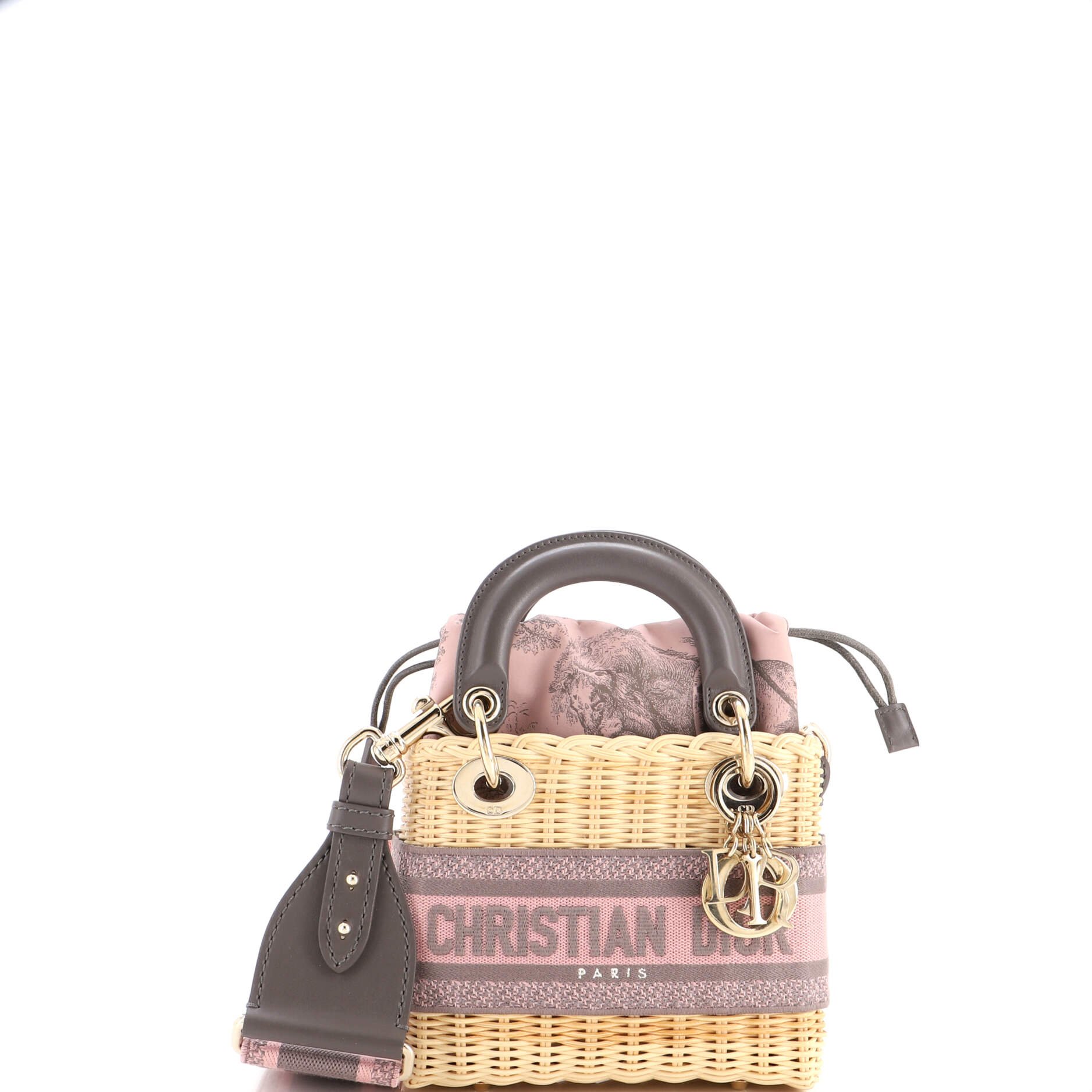 Dior Lady Dior Bag Wicker and Oblique Canvas Mini
