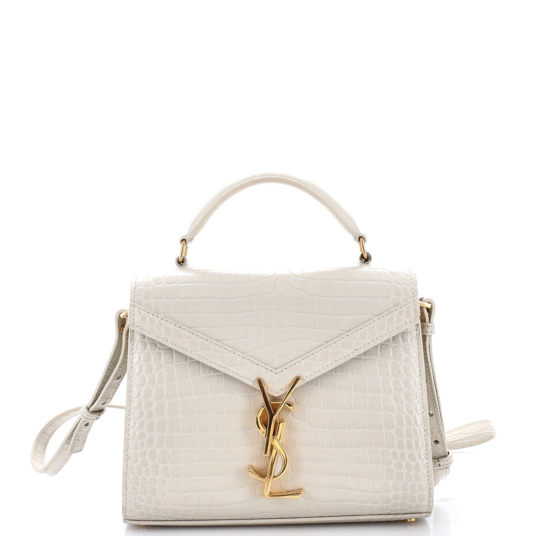 Cassandra Top Handle Bag Crocodile Embossed Leather Mini